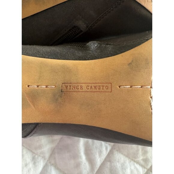 Vince Camuto Womens Black Leather Suede Ankle Booties Heels Silver Buckle Size 8 - Picture 2 of 12